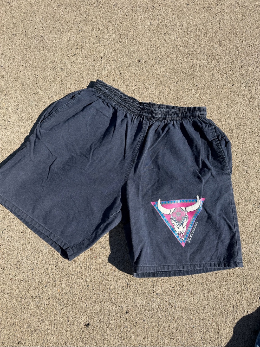 Vintage 90s Cotton Stuff Bull Skull Shorts USA Made Size M